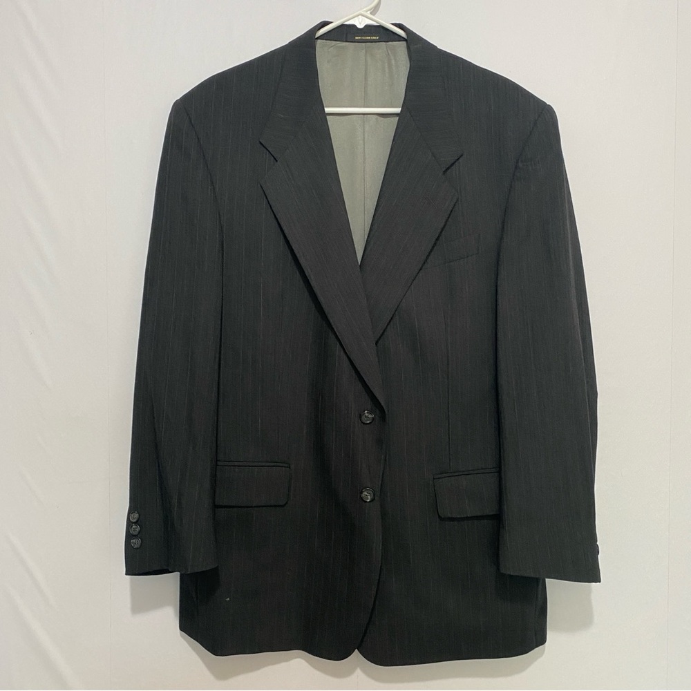 Vintage Givenchy Monsieur Blazer Mens‎ 44R Pinstripe Wool Suit Jacket Gray